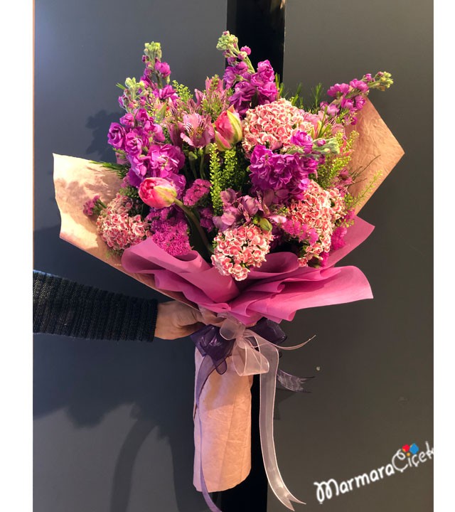 Pembe- Lila- Fuşya Şık Buket