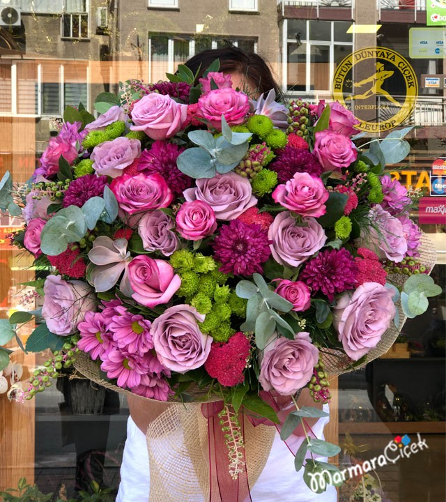 Lila Fuşya Kız İsteme Buketi