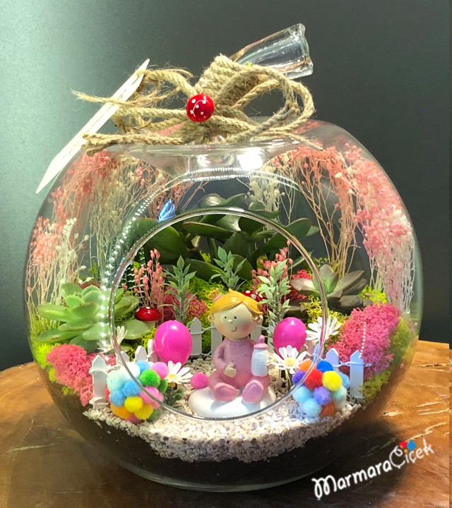 Bebek Çiçeği Bebek Hediyesi Bebekli Teraryum