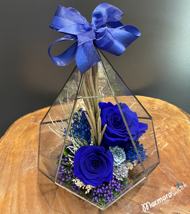 Prizma Camda Lacivert Solmayan Gül