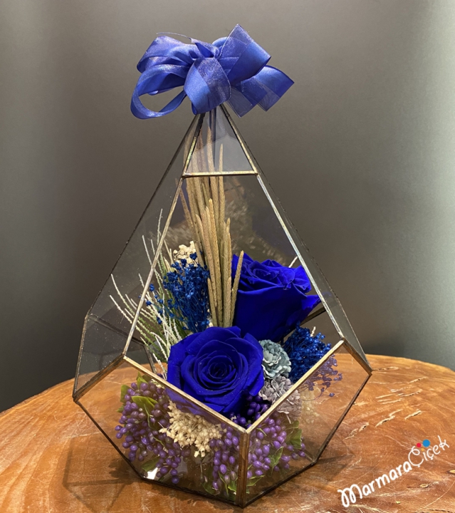 Prizma Camda Lacivert Solmayan Gül