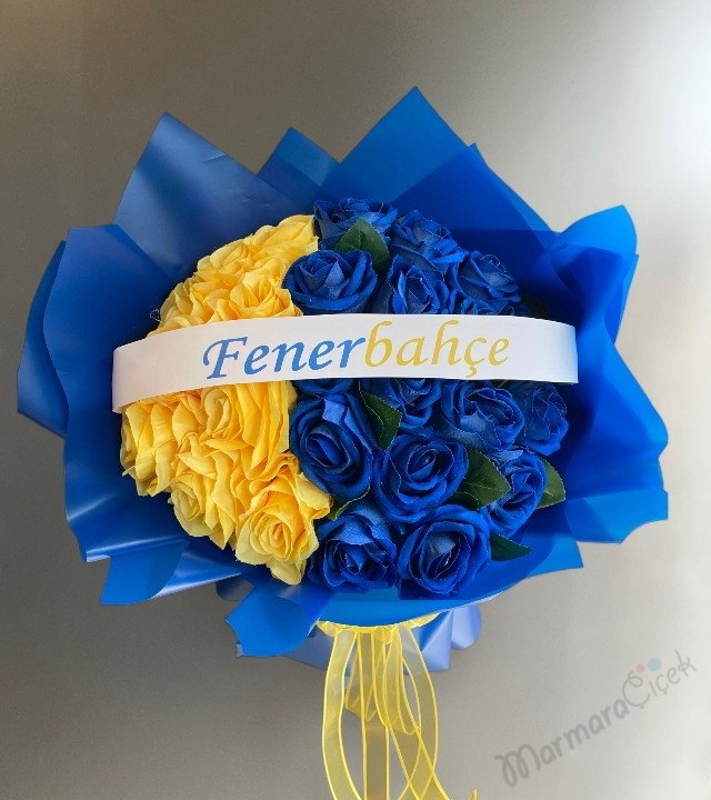 Sarı Lacivert Yapay Buket 