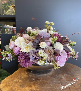 Lila Yapay Masa Çiçek 