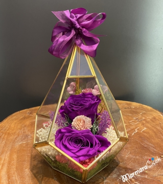 Prizma Camda Eflatun Solmayan Gül