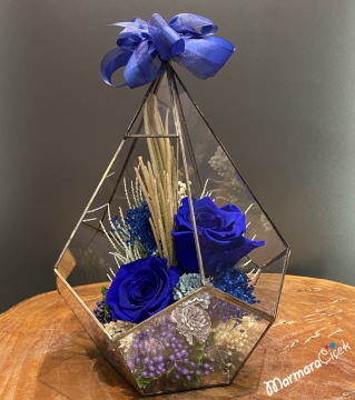 Prizma Camda Lacivert Solmayan Gül