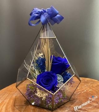 Prizma Camda Lacivert Solmayan Gül