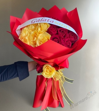 Sarı Kırmızı Yapay Buket 