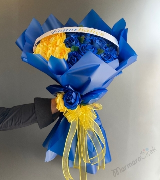 Sarı Lacivert Yapay Buket 