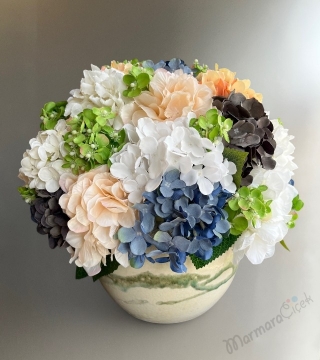 Seramik Saksıda Yapay Ortanca