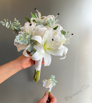 Yapay Lilyum Gelin Buketi