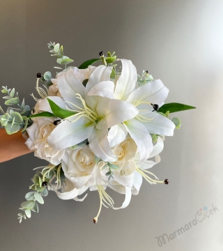 Yapay Lilyum Gelin Buketi