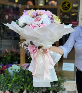 Yapay Şakayık Ve Gül Buketi