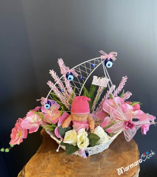 Yelkenli Kız Bebek Tebrik Çiçeği