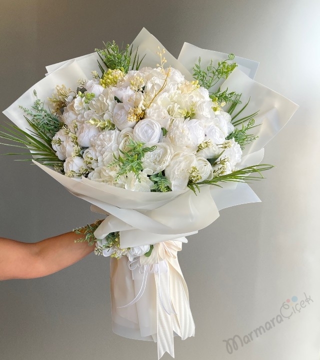 Yapay Beyaz Şakayık Buket 