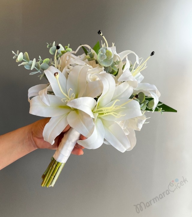 Yapay Lilyum Gelin Buketi